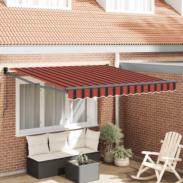 vidaXL Retractable Awning Orange and Brown 3.5x2.5 m Fabric and Aluminium
