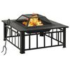vidaXL Fire Pit with Poker 79x79x46.5 cm XXL Steel