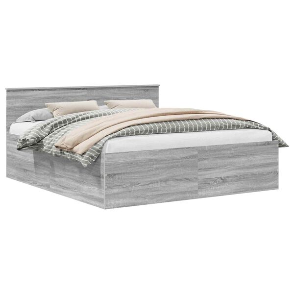 vidaXL Bed Frame Grey Sonoma 200 x 200 cm Engineered Wood