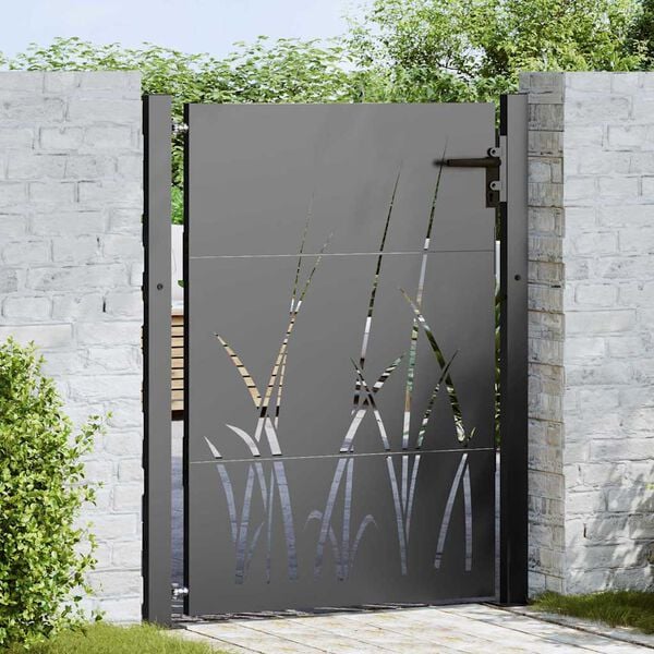 vidaXL Garden Gate 100x125 cm Corten Steel Grass Design