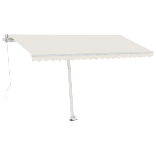 vidaXL Manual Retractable Awning with LED 450x350 cm Cream