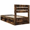 vidaXL Bed Frame with Headboard Smoked Oak 75 x 190 cm Solid Pine Wood