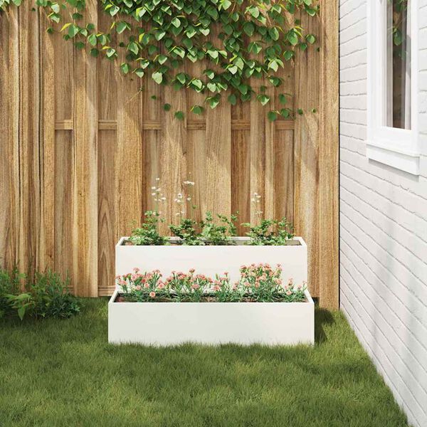 vidaXL Garden Planter White 100 x 60 x 45 cm Cold-rolled Steel