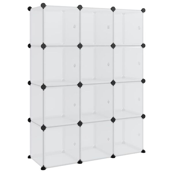 vidaXL Storage Cube Organiser with 12 Cubes and Doors Transparent PP