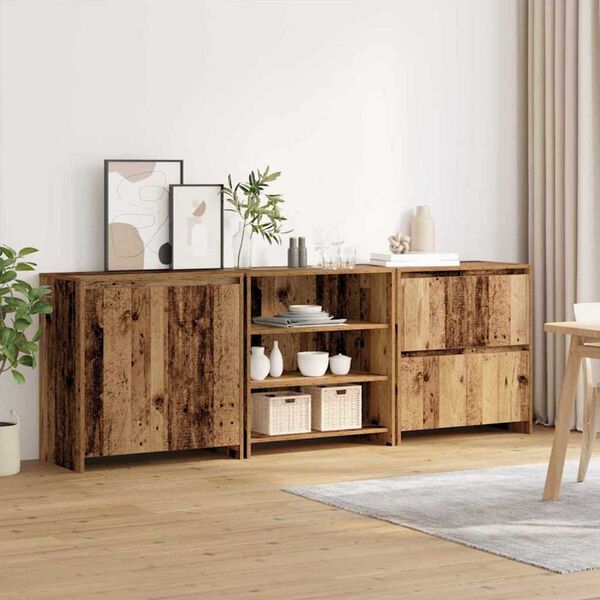 vidaXL Sideboard 3 pcs Old Wood 70 x 41 x 75 cm Engineered Wood