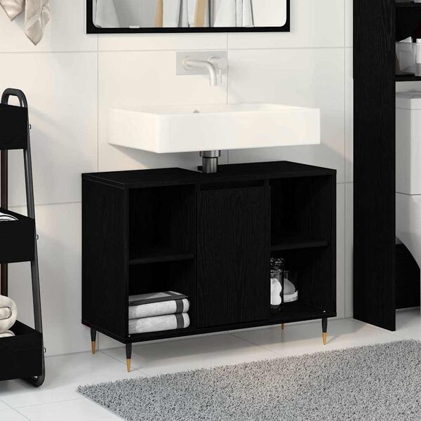 vidaXL Bathroom Cabinet Black 80 x 33 x 60 cm Engineered Wood