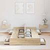 vidaXL Storage Bed Frame Sonoma Oak 120 x 190 cm Engineered Wood