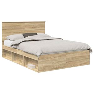 vidaXL Bed Frame with Drawer Sonoma Oak 150 x 200 cm Solid Pine Wood