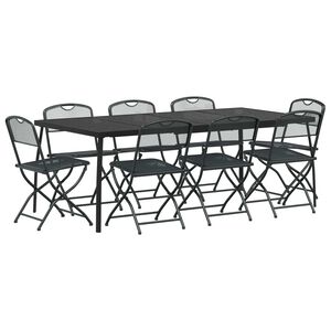 vidaXL Outdoor Furniture Set Folding 9 pcs Anthracite Iron and Steel