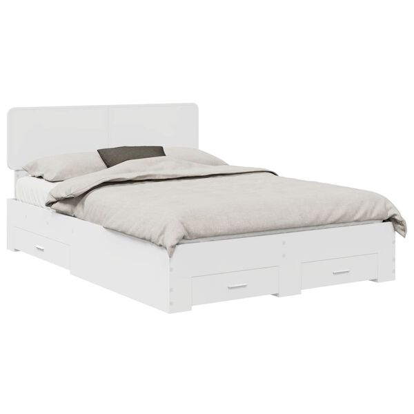 vidaXL Bed Frame with Headboard White 140 x 190 cm Engineered Wood