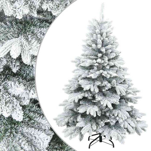vidaXL Artificial Hinged Christmas Tree Snow Flocked White 120 cm