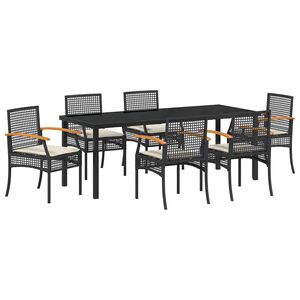 vidaXL Garden Dining Set 7 pcs Black Poly Rattan