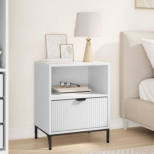 vidaXL Bedside Table with Drawer White 49 x 36 x 61 cm Engineered wood