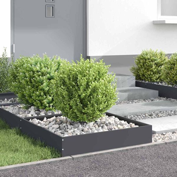vidaXL Lawn Edging 6 pcs Anthracite 60 x 60 x 13 cm Steel