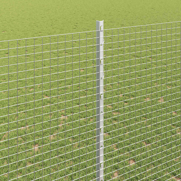 vidaXL Fence with Post Silver 1.5 x 50 m Steel