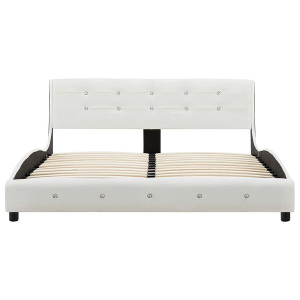 vidaXL Bed Frame without Mattress White Faux Leather 135x190 cm Double