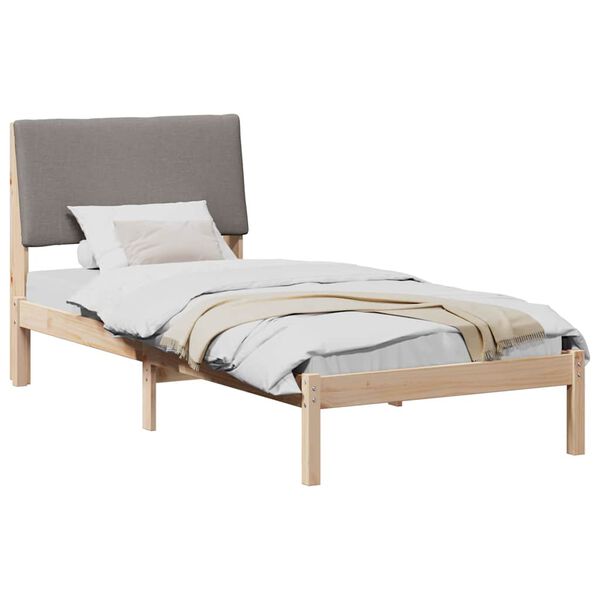 vidaXL Bed frame Brown and taupe 100 x 200 cm Solid pine wood