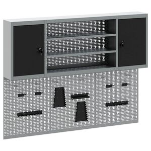 vidaXL Tool Cabinet Set with Shelf 4 pcs Black Powder-Coated Steel