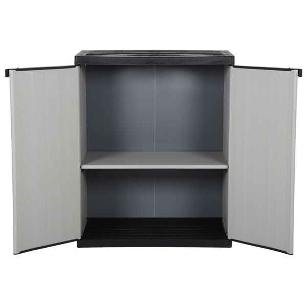 vidaXL Garden Storage Cabinet with 1 Shelf Grey and Black 68x40x85 cm
