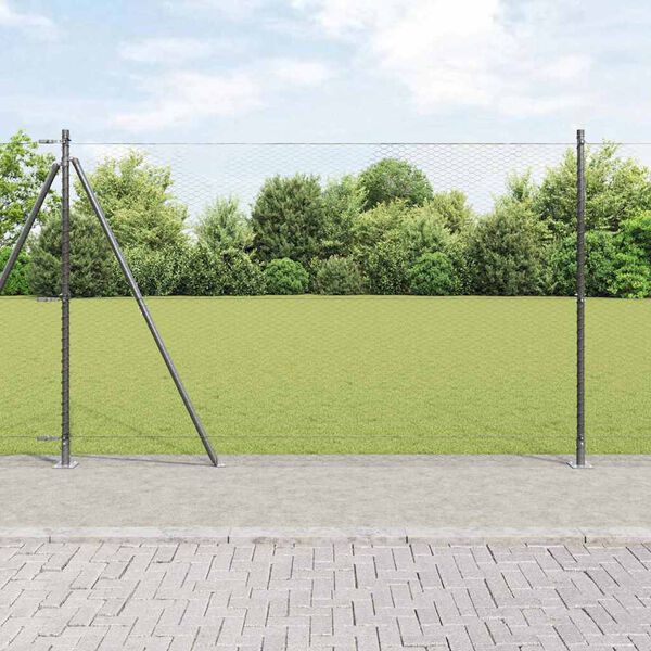 vidaXL Fence Post Grey 10 x 1.4 m (25 mm mesh) Steel and PVC