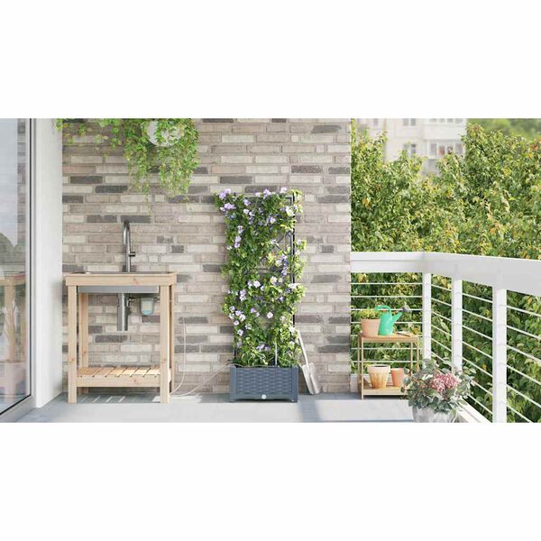 vidaXL Garden Planter LiGht Grey 40 x 40 x 126 cm Steel