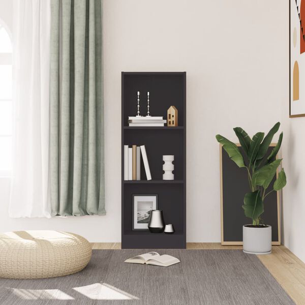 vidaXL 3-Tier Book Cabinet Grey 40x24x109 cm Engineered Wood