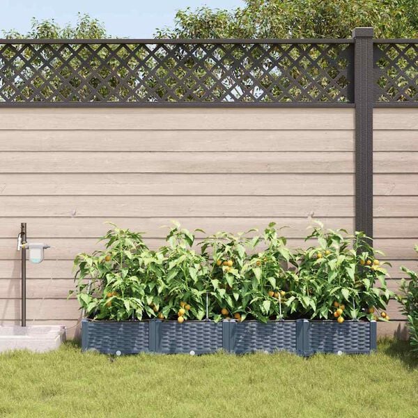 vidaXL Garden Planter 4 pcs LiGht Grey Steel