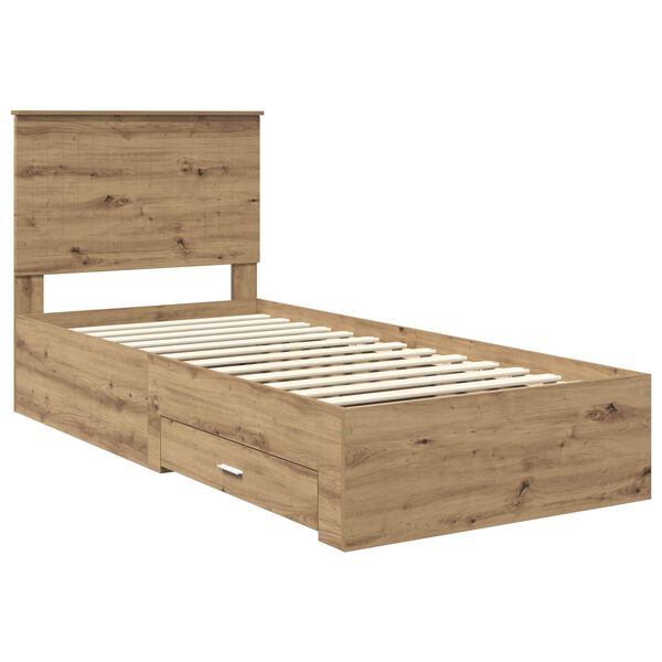 vidaXL Bed Frame with Drawer Artisan Oak 90 x 190 cm Engineered Wood