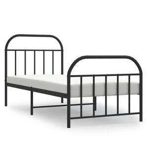 vidaXL Metal Bed Frame without Mattress with Footboard Black 90x190cm