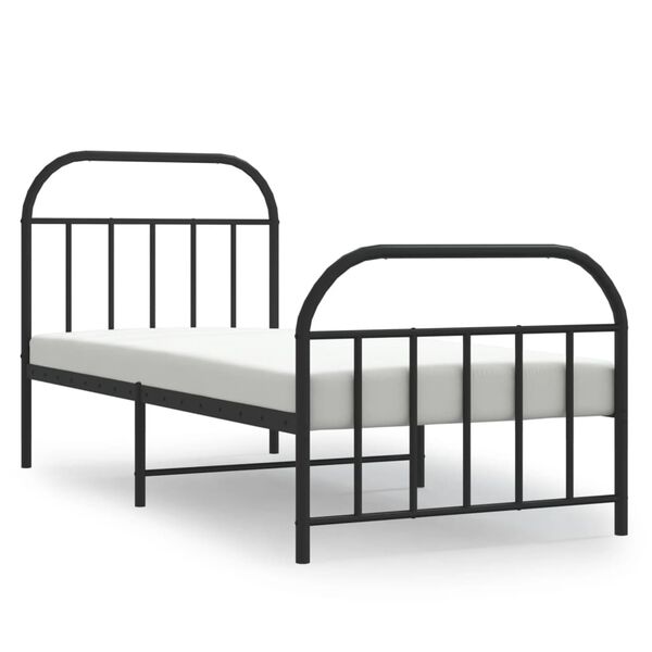 vidaXL Metal Bed Frame without Mattress with Footboard Black 90x190cm