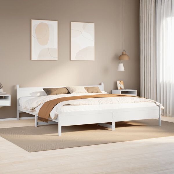 vidaXL Bed Frame without Mattress White 180x200 cm Super King Solid Wood Pine