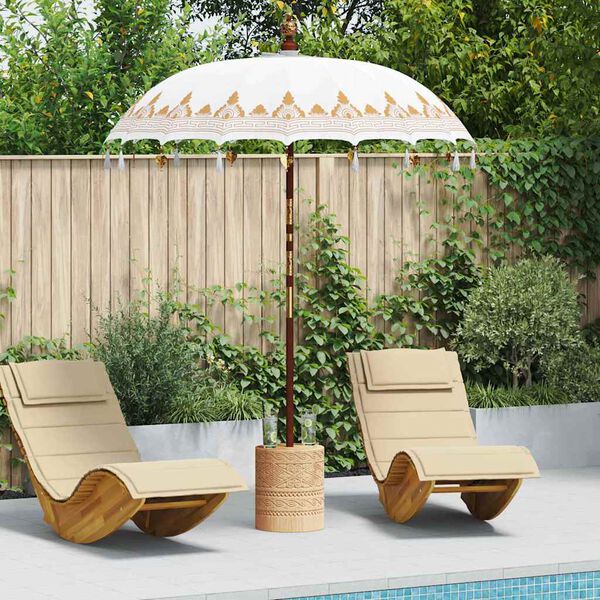 vidaXL Balinese Parasol Cream 190 x 190 x 260 cm Cotton and Wood