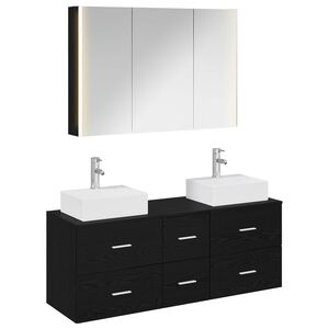 vidaXL Bathroom Furniture Set 4 pcs Black Oak