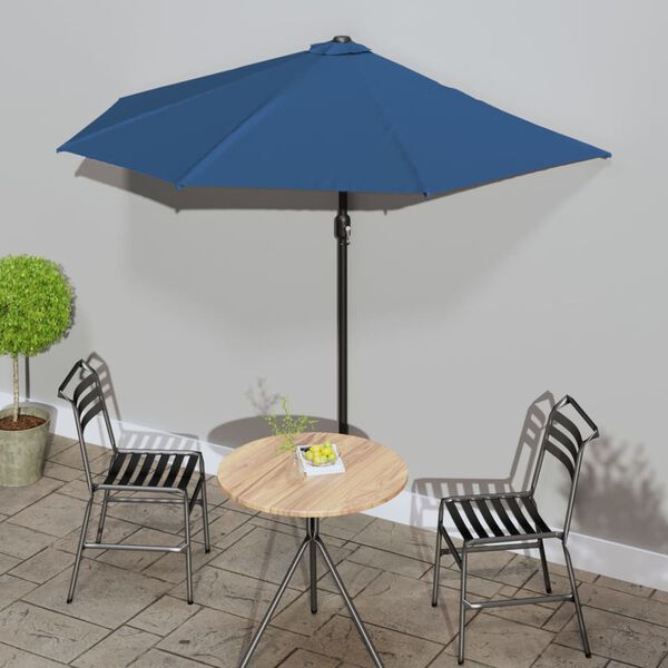 vidaXL Balcony Parasol with Aluminium Pole Blue 270x144x222 cm Half