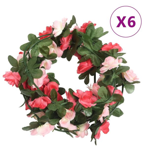 vidaXL Christmas Flower Garlands 6 pcs Spring Rose 250 cm