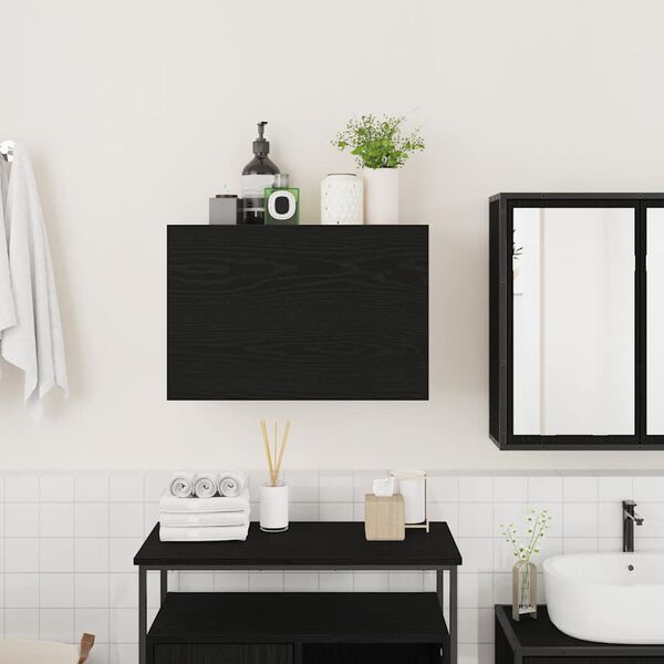 vidaXL Bathroom Wall Cabinet Black 60x25x40 cm Engineered Wood