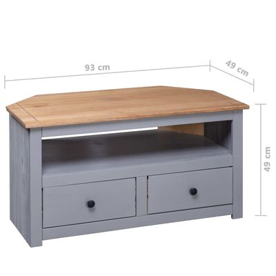 vidaXL Corner TV Cabinet Grey 93x49x49 cm Solid Pine Panama Range