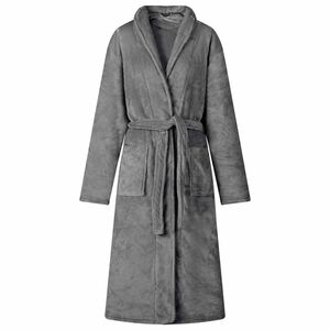 vidaXL Bathrobe without Hood Dark Grey L Flannel