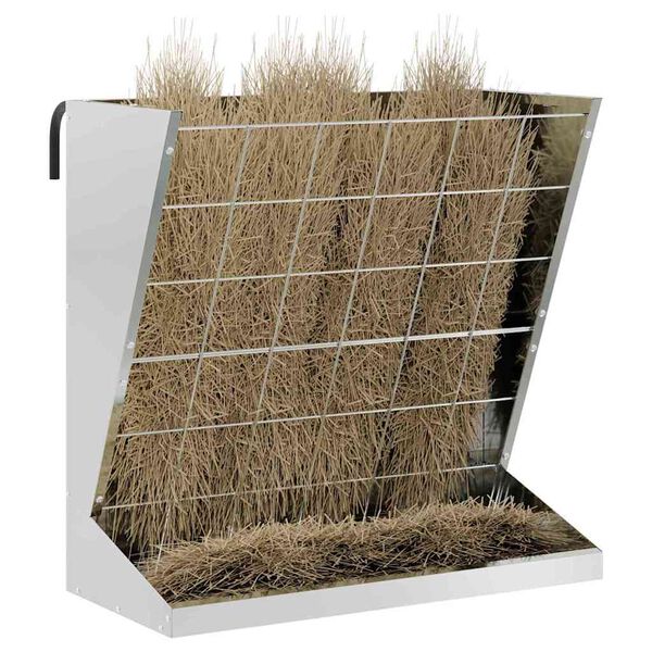 vidaXL Hay Feeder Silver 71 x 33 x 70 cm Galvanised Steel