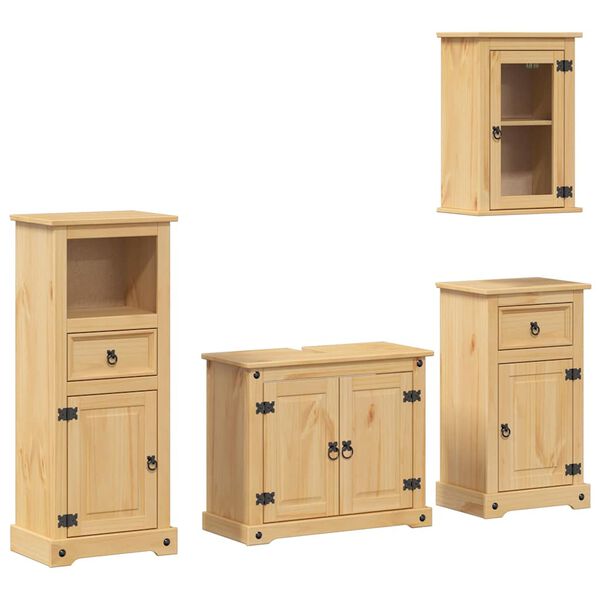 vidaXL 4 Piece Bathroom Furniture Set Corona Solid Wood Pine