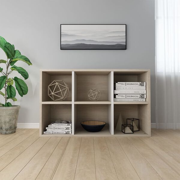 vidaXL Book Cabinet/Sideboard White and Sonoma Oak 66x30x98 cm Engineered Wood