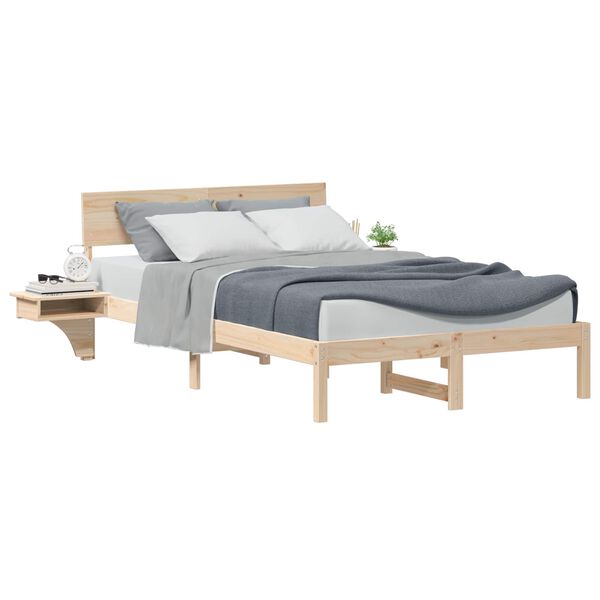 vidaXL Bed Frame with Headboard Brown 120 x 200 cm Solid Pine Wood