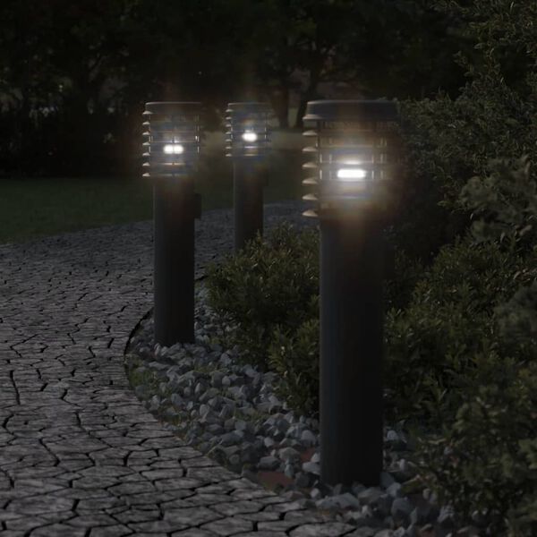 vidaXL Outdoor Floor Lamps with Outlet 3pcs Black 60 cm Stainless Steel