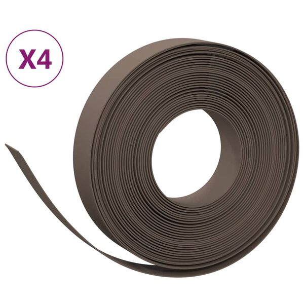 vidaXL Garden Edgings 4 pcs Brown 10 m 10 cm Polyethylene