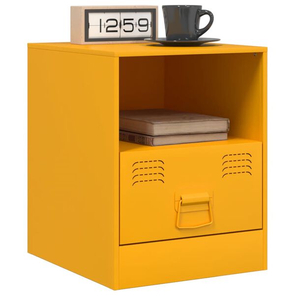 vidaXL Bedside Cabinets 2 pcs Mustard Yellow 34.5x39x44 cm Steel