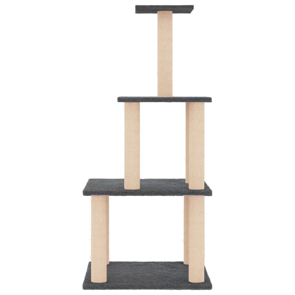 vidaXL Cat Tree with Sisal Scratching Posts Dark Grey 111 cm