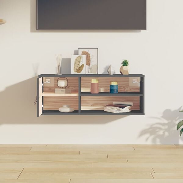 vidaXL Wall Cabinet Grey 80x30x30 cm Solid Wood Pine