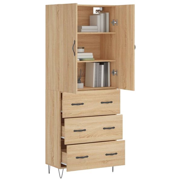 vidaXL Highboard Sonoma Oak 69.5x34x180 cm Engineered Wood
