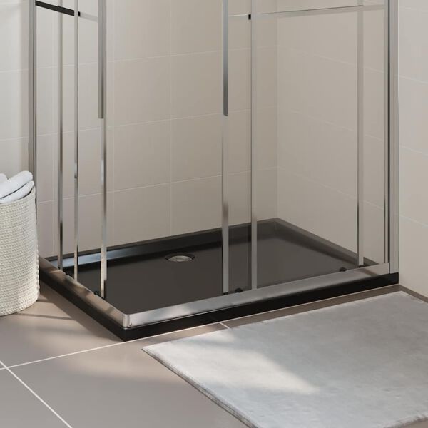 vidaXL Rectangular ABS Shower Base Tray Black 80x110 cm