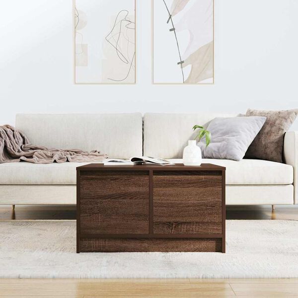 vidaXL Coffee Table with Drawers Brown Oak 70.5x70x40 cm